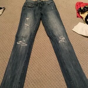 Distressed Women's Skinny Jeans - Blue